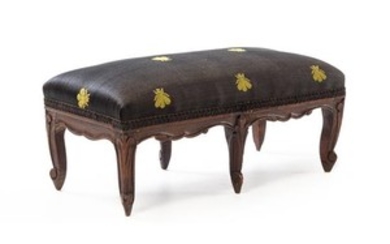 A Louis XV Style Walnut Foot Stool Width 20 1/2 inches.
