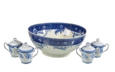 A selection of Staffordshire blue and white printed pearlware