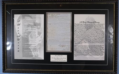 Slave document dated 1853, framed 39 x 25