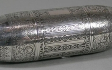 Sterling Silver Flask, cylinder form, with two