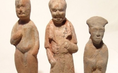 A trio of nice terracotta Chinese funerary figures