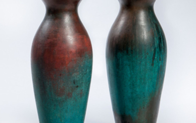 Two Tall Clewell Pottery Vases