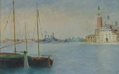 LILLONI UMBERTO (1898 - 1980) Venezia. 1946. Olio su tela . Cm 40,00 x 30,00....