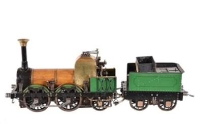 A well-engineered 5 inch gauge live steam model of the Liverpool & Manchester Lion 0-4-2 tender locomotive