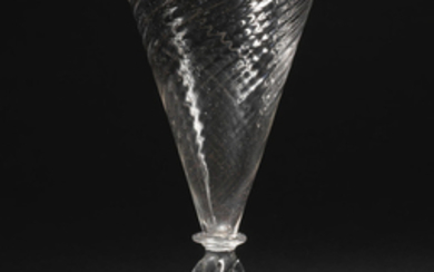 A wine or ale glass with a propeller stem, end 17th century