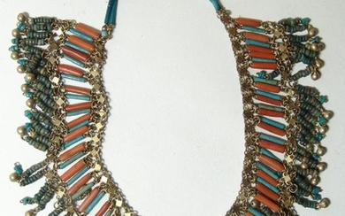 An Egyptian faience beaded pectoral necklace