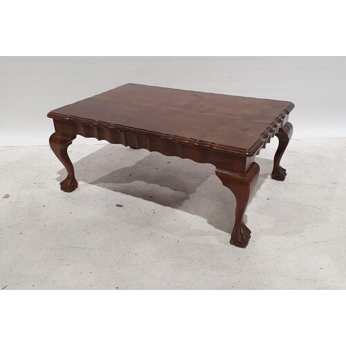 20th century figured wood coffee table of rectangular form, ...