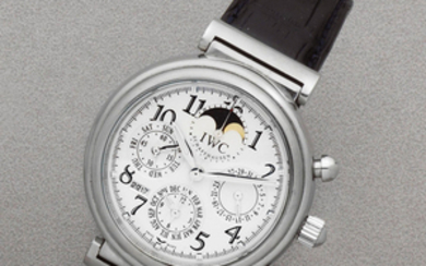 IWC. A stainless steel automatic triple calendar chronograph wristwatch with moon phase