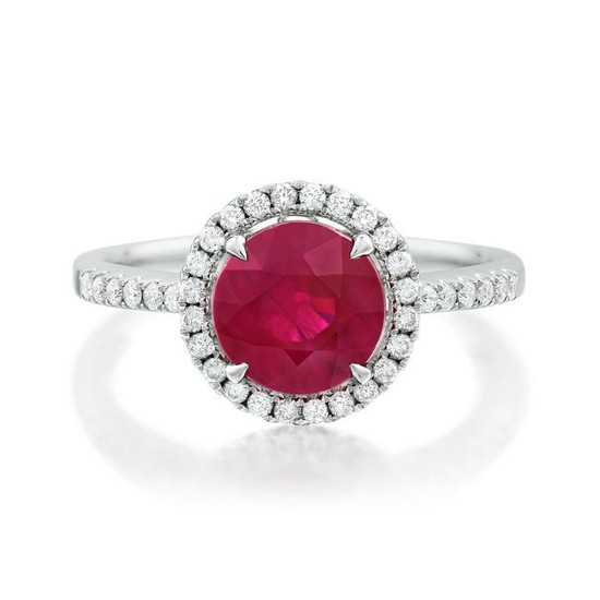 2.18-Carat Burmese Ruby and Diamond Ring
