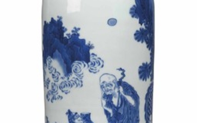 A CHINESE BLUE AND WHITE SLEEVE VASE, TRANSITIONAL PERIOD, CIRCA 1640-1650