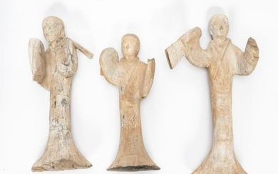3 Han Dynasty Earthenware Female Dancing Figures