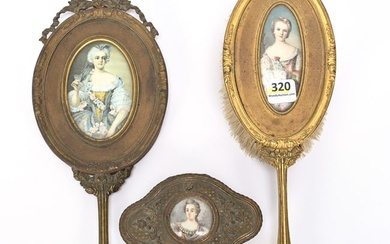 (3) Vanity Items, Hand Painted Medallion Portraits