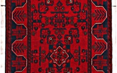 3 x 9 Dark Red Afghan Khal Mohammadi Rug Ethnic Tribal Rug