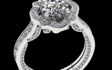 3.05 Ctw VS/SI1 Diamond 14K White Gold Engagement Halo Ring
