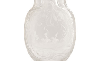CRISTALLERIE BACCARAT Vase balustre méplat en verre translucide,...