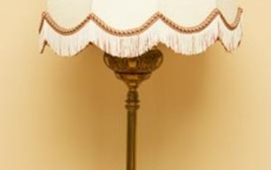 19thC Brass Floor Model Oil Lamp