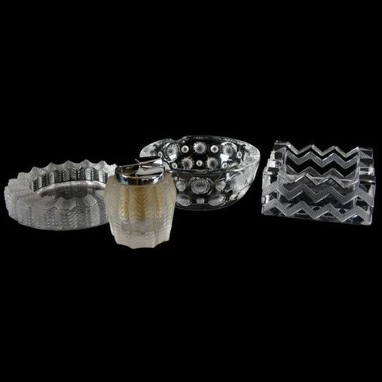 (4) Smoking Accessories, Signed Lalique France