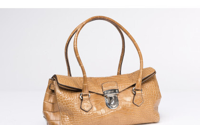 PRADA A two-handled blond crocodile shoulder bag, Original dust bag...