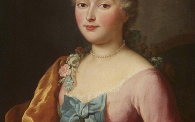 German or French School 18th century - Portrait of a Lady with a Sheet of Music (possibly a Singer)