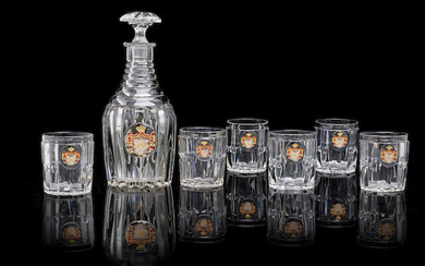 A set of six glass tumblers and a decanter from the Imperial Banquet service