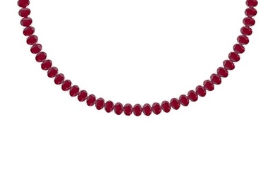 48.75 Ctw Ruby 14K White Gold Necklace
