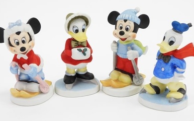 4PC Vintage Disneyana Porcelain Christmas Figures