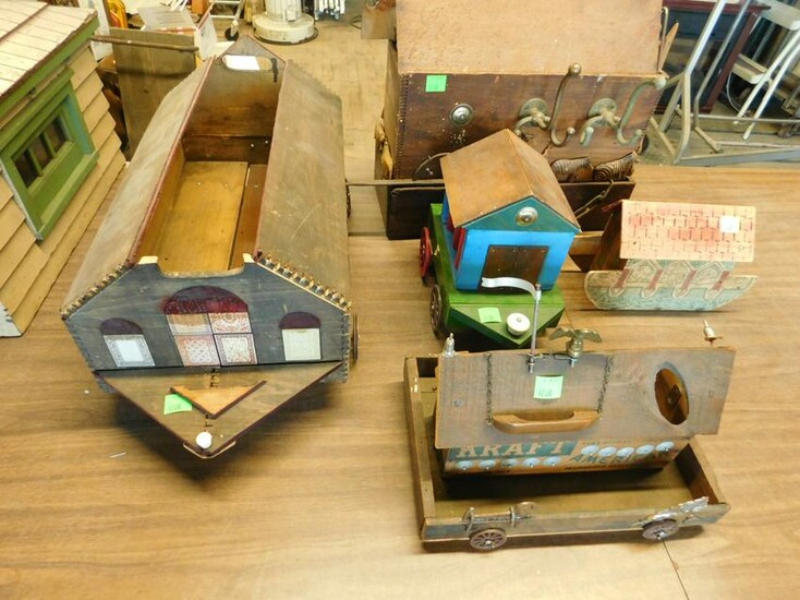 5 Vintage Bench Made Wood Toys