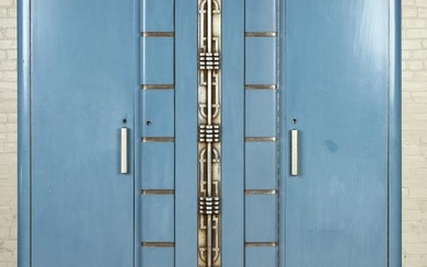 RARE BLUE AND SILVERED ART DECO ARMOIRE C.1930