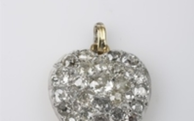 A Victorian 14k gold and platinum heart penda ...