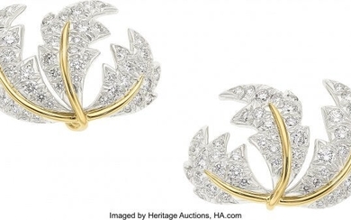 55020: Diamond, Platinum, Gold Earrings, Schlumberger f