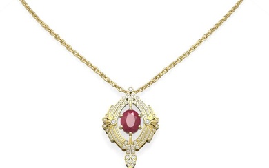 5.6 ctw Ruby & Diamond Necklace 18K Yellow Gold