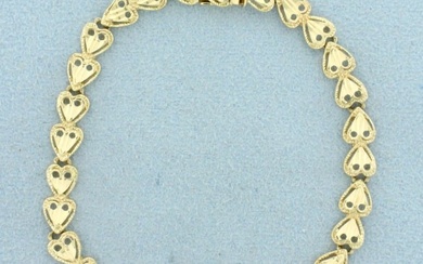 6 1/2 Inch Heart Link Diamond Cut Bracelet in 14K Yellow Gold
