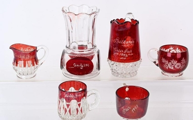 6 WORLDS COLUMBIAN EXPOSITION RUBY FLASH GLASSWARE
