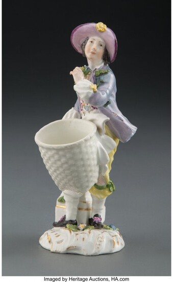 61220: A Meissen Porcelain Figure; Street Vendor, Germa