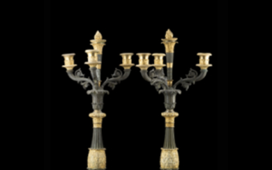 A pair of 19th-century bronze candelabra (h. cm 55,5)