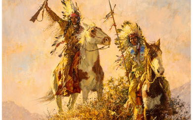 Howard A. Terpning (b. 1927), Jicarilla Apache Raiders (1975)