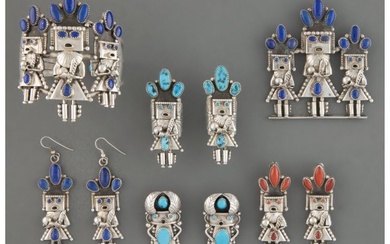 70020: Seven Navajo Jewelry Items c. 1980 including