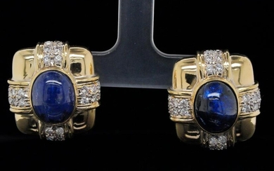 7.50ctw Blue Sapphire, 1.50ctw Diamond 18K Earrings
