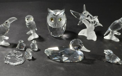 8 Boxed Swarovski Silver Crystal Birds