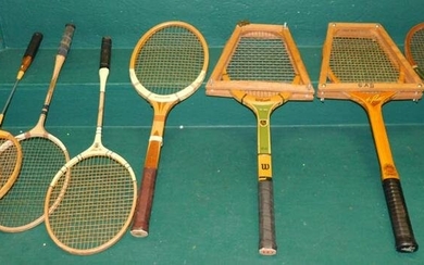 8 Vintage Wood Tennis Rackets