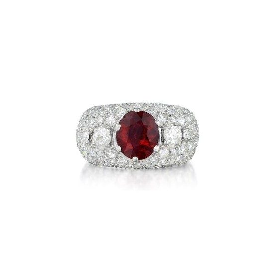 A Platinum Ruby and Diamond Ring