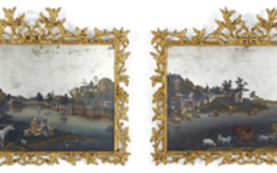 A PAIR OF CHINESE EXPORT REVERSE MIRROR PAINTINGS, QING DYNASTY, THIRD QUARTER 18TH CENTURY