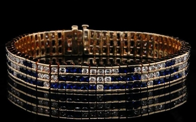 8.50ctw Blue Sapphire, 5.50ctw Diamond 18K Bracelet