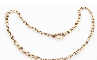 9 Carat Yellow Gold Mixed Link Necklace 44cm Long with Barre...