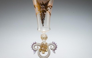 A 19TH CENTURY VENETIAN GLASS GOBLET