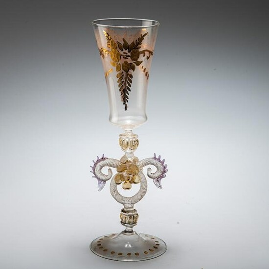 A 19TH CENTURY VENETIAN GLASS GOBLET