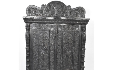 A 19th century Anglo Indian colonial black lacquered hardwoo...