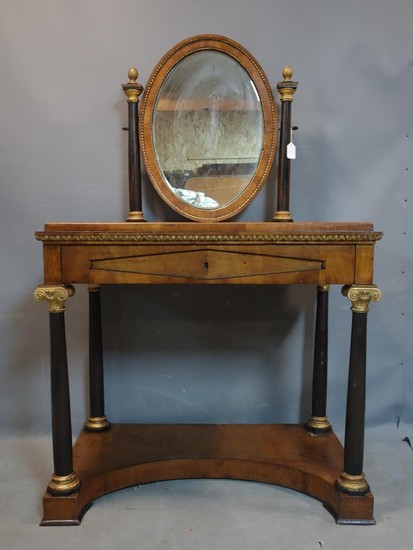 A 19th century Biedermeier satin wood dressing table, with o...