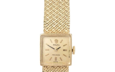 A 9ct gold Rolex 'Precision' lady's wristwatch, the square dial...