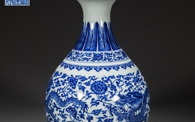A BLUE-AND-WHITE PORCELAIN BOTTLE.